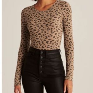 Abercrombie & Fitch Leopard Long Sleeve Bodysuit